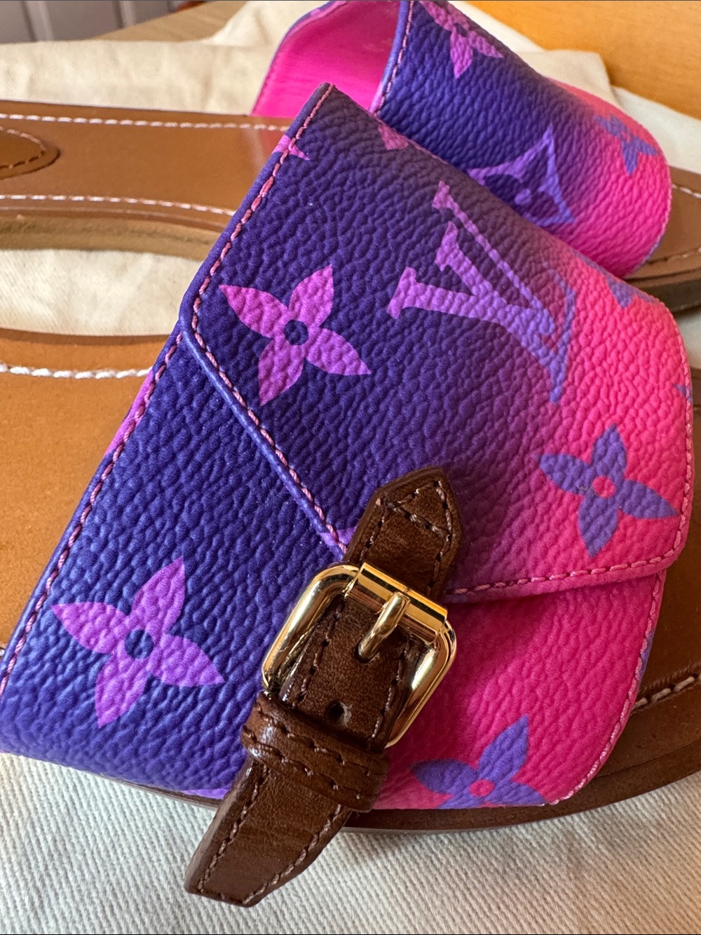 Louis Vuitton Spring In The City Lock It Flat Mule Pink Purple Ombré Sandals - Picture 6 of 8